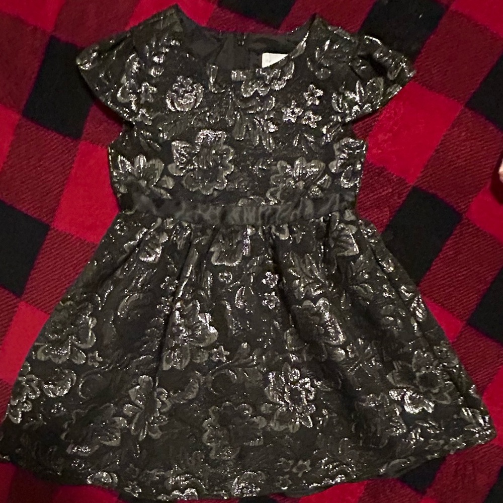 Elegant Black Floral Kids Dress